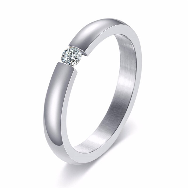 Zorcvens Zilver Kleur Rvs Trouwringen Voor Vrouwen Mannen Bands Cz Stone Engagement Ring