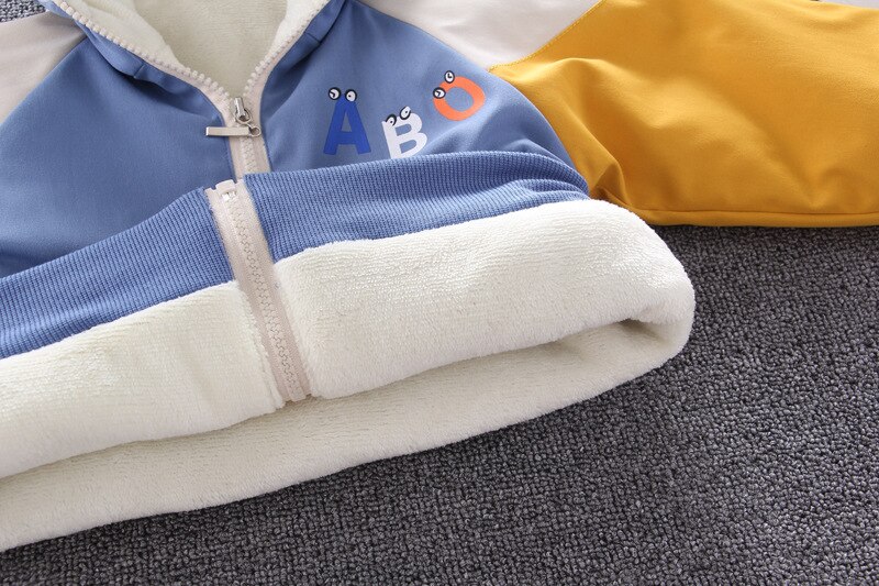 Baby Boy Bovenkleding Jongen Herfst En Winter Plus Fluwelen Gewatteerde Jas Baby Jongen Kleuraanpassing Letters Katoen Warm Casual Katoen jas