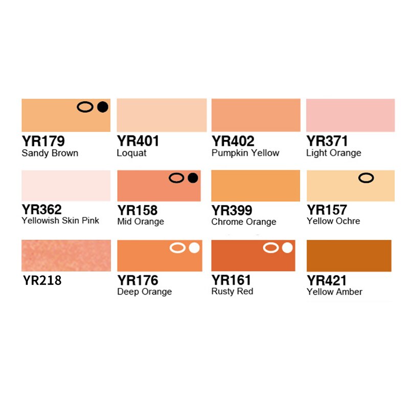 Finecolour EF103 Profession Alcohol Based Art Markers Oily Soft Double-Headed Sketch Markers Artist Manga Art School Supplies: 12colors-Orange-set