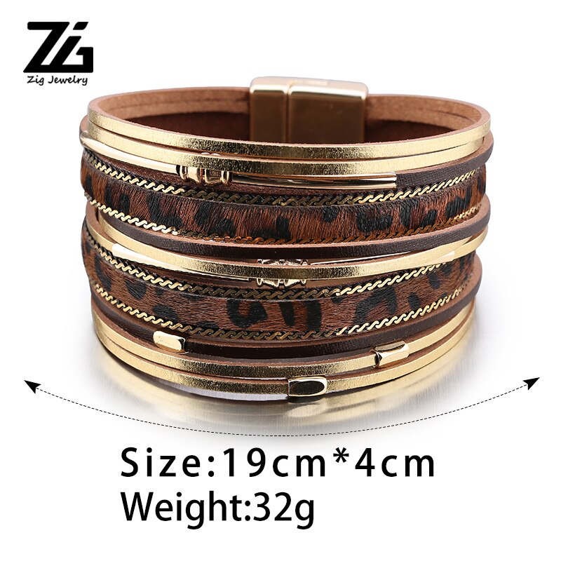 Leren armband dames meerlaagse brede polsband sieraden armband meisjes accessoires