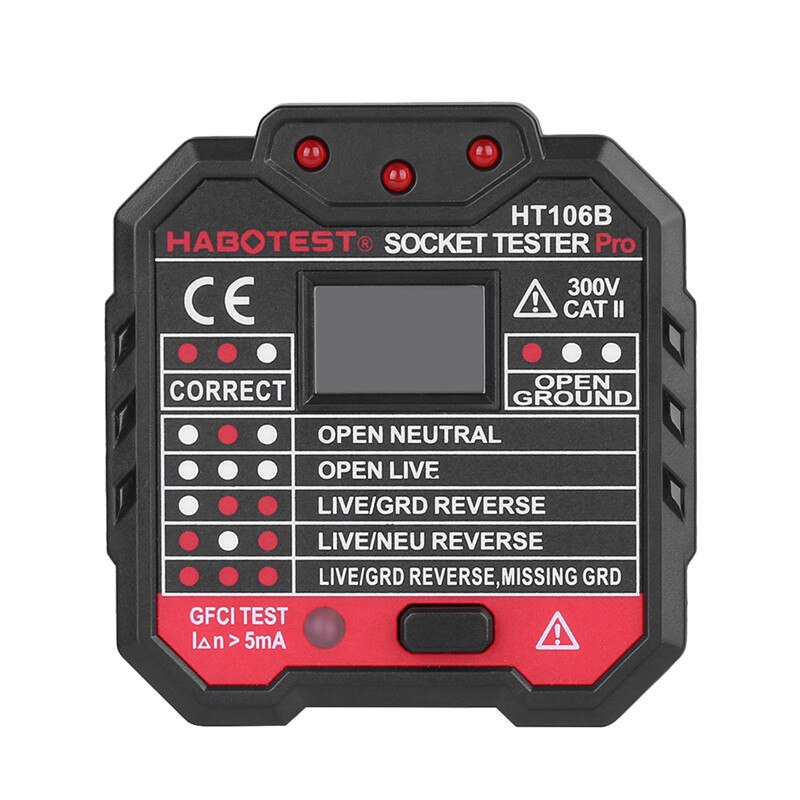 Electric Mains Fault Checker Socket Tester Digital Display Plug In AC 110V-230V Tools Energy Meters