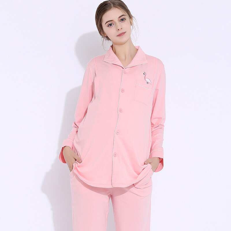 Schwangere frauen Pyjama baumwolle lange ärmeln monat kleidung Mutterschaft fütterung postpartale stillen Pflege Schlafanzug startseite einstellen