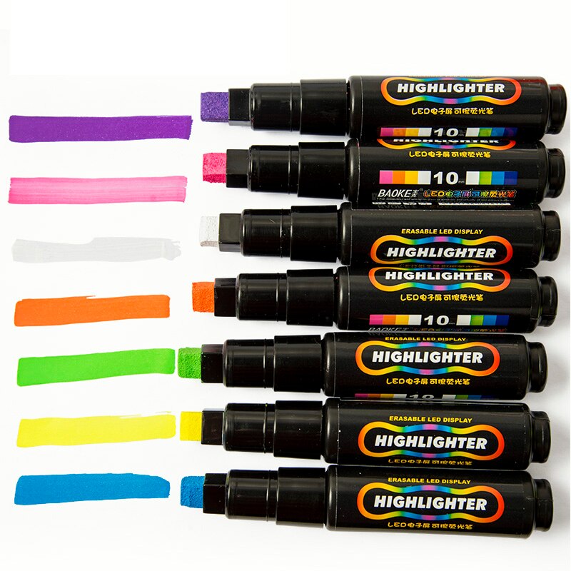BAOKE LED electronic screen, erasable highlighter pen, poster, advertising pen, flat head color fluorescent plate pen, Mark pen