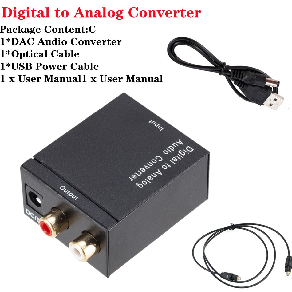 Digitaal Naar Analoog Audio Converter Digitale Optische Coaxcoaxialtoslink Naar Analoog Rca L/R Audio Converter Adapter Versterker: C