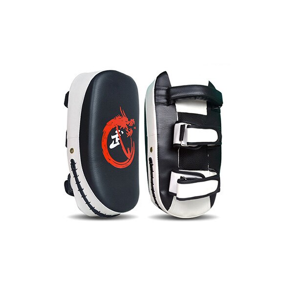 Thai boxing target Muay Thai Karate Sanda Punching Bag Curved foot target Boxing Fitness Hand Held Target Shooting Free Sparring: 1 pair white