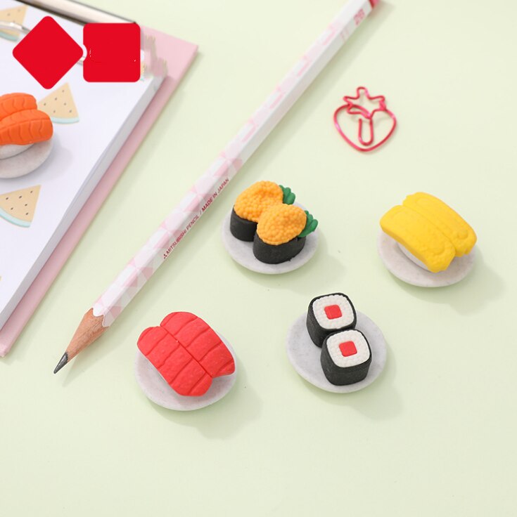 1Ser SchöNe Sushi essen Radiergummi Einfach Bleistifte Reinigung Zeichnung Skizze Schreiben Gummi Für Mädchen freundlicher Schüler Schule Schreibwaren