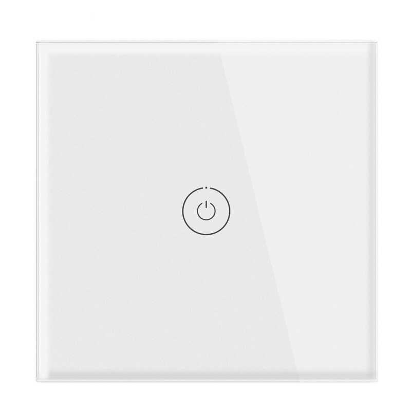 2 Color Night Soft Light Indicator Single Fire Wire Touch Tempered Glass Wall Switch Panel Scratch-resistant European Standard: 1-Gang White