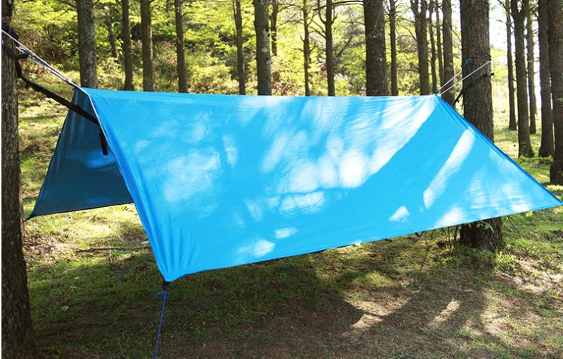 Skygge utendørs fortelt uv beskyttelse kalesje vanntett camping solseil pergolan anti uv hengekøye strand telt flue regn sol ly: Blå