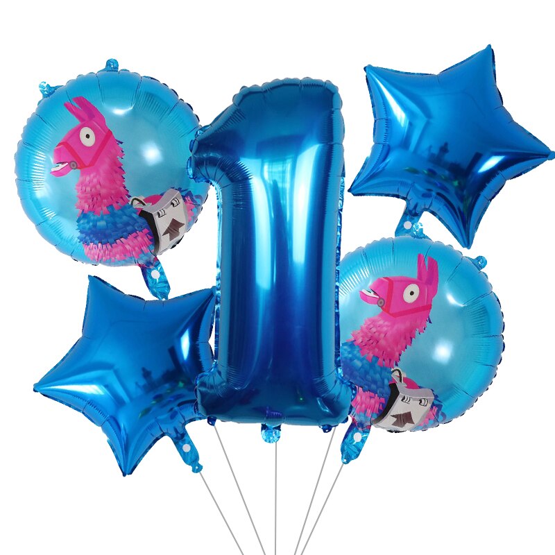 5Pcs Cartoon Pinata Videro Game Folie Ballon Cartoon Dier Alpaca Lama Ballon Bruiloft Baby Shower Verjaardag Party Decor Globos