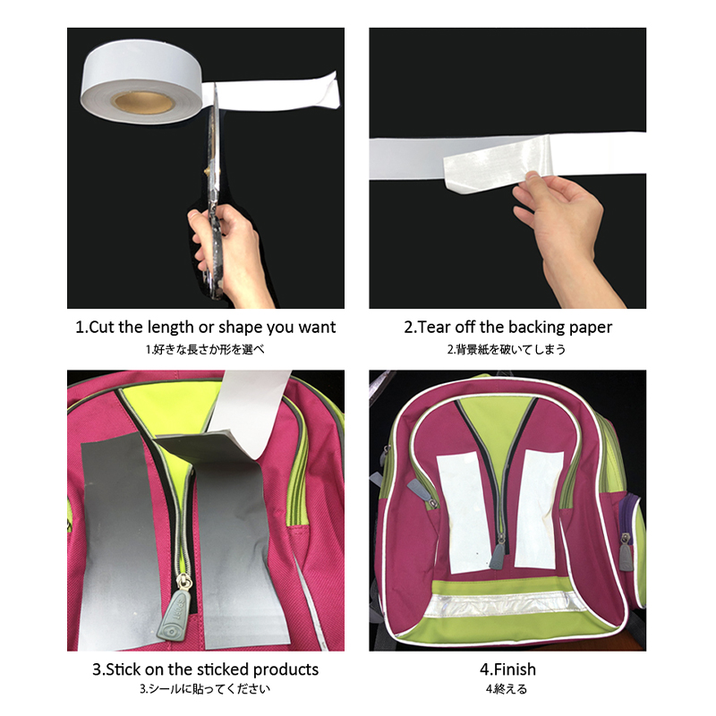 Self-Adhesive Reflective Sticker for Bag Car Clothes DIY Cutting Multi-Size Fluorescent Orange