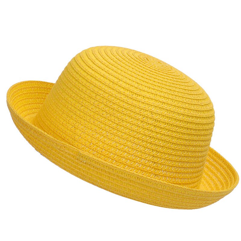 To barn stråpapir solhatt søte ører 2-5 år gutter jenter sommer vanlig strandhatt brun khaki elfenben oransje gul: Gul