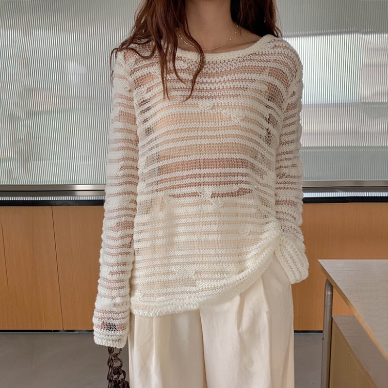 Karrcat gotisk uthulet genser grunge broderi strikket genser mørk estetisk gjennomsiktig genser koreansk streetwear