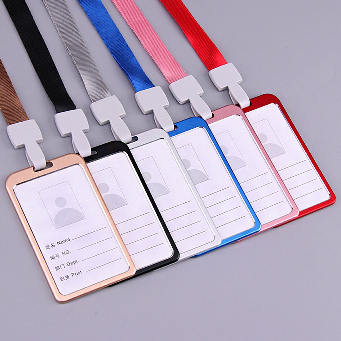 Aluminum Alloy Metal Vertical ID Badge Holder Bank Credit Card Bus Cards Case Cover Holders With Lanyard