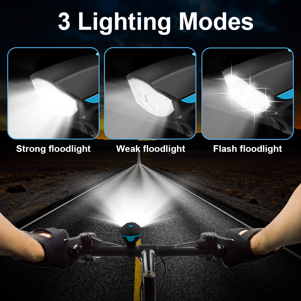 Bicycle Light Front Rechargeable 120db Bike Horn Light MTB Headlight Bicycle Lantern Cycling LED Flashlight Bike Accessories