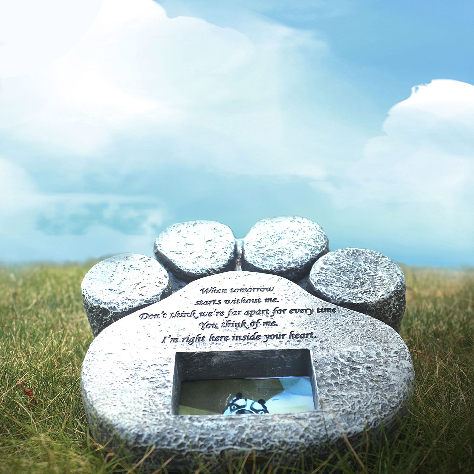 Pet Memorials Stone Dog Paw Shaped Tombstone Pet Remembrance Mark Realistic Outdoor Pet Grave Stone Memorial Stone Pet tombstone