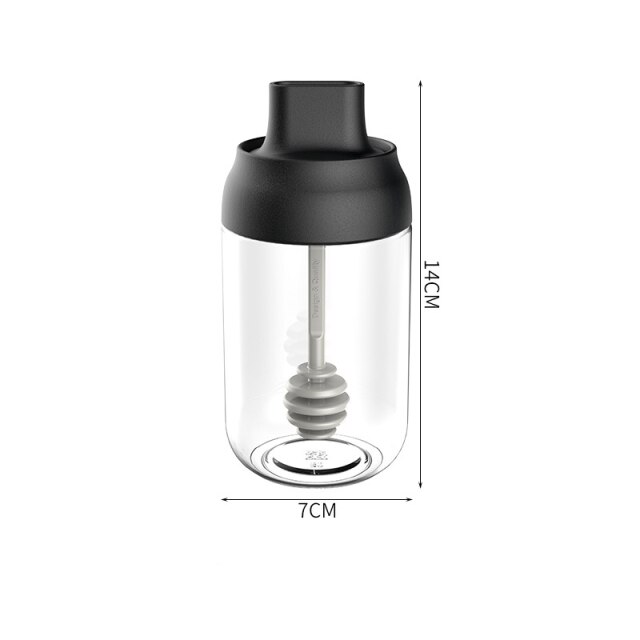 Kitchen Glass Spice Jars With Lid Herbs Soy Sauce Oil Bottle With Label Paper Salt And Pepper Shakers Set Seasoning Organizer: Black-honey