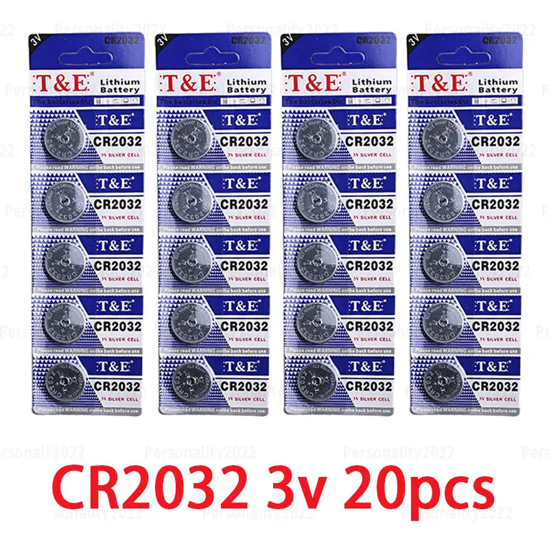 CR2032 2032 Lithiun Battery 3V Button Coin Cell Batteries DL2032 ECR2032 for Car Bluetooth Key Remote Control Calculator: Gold