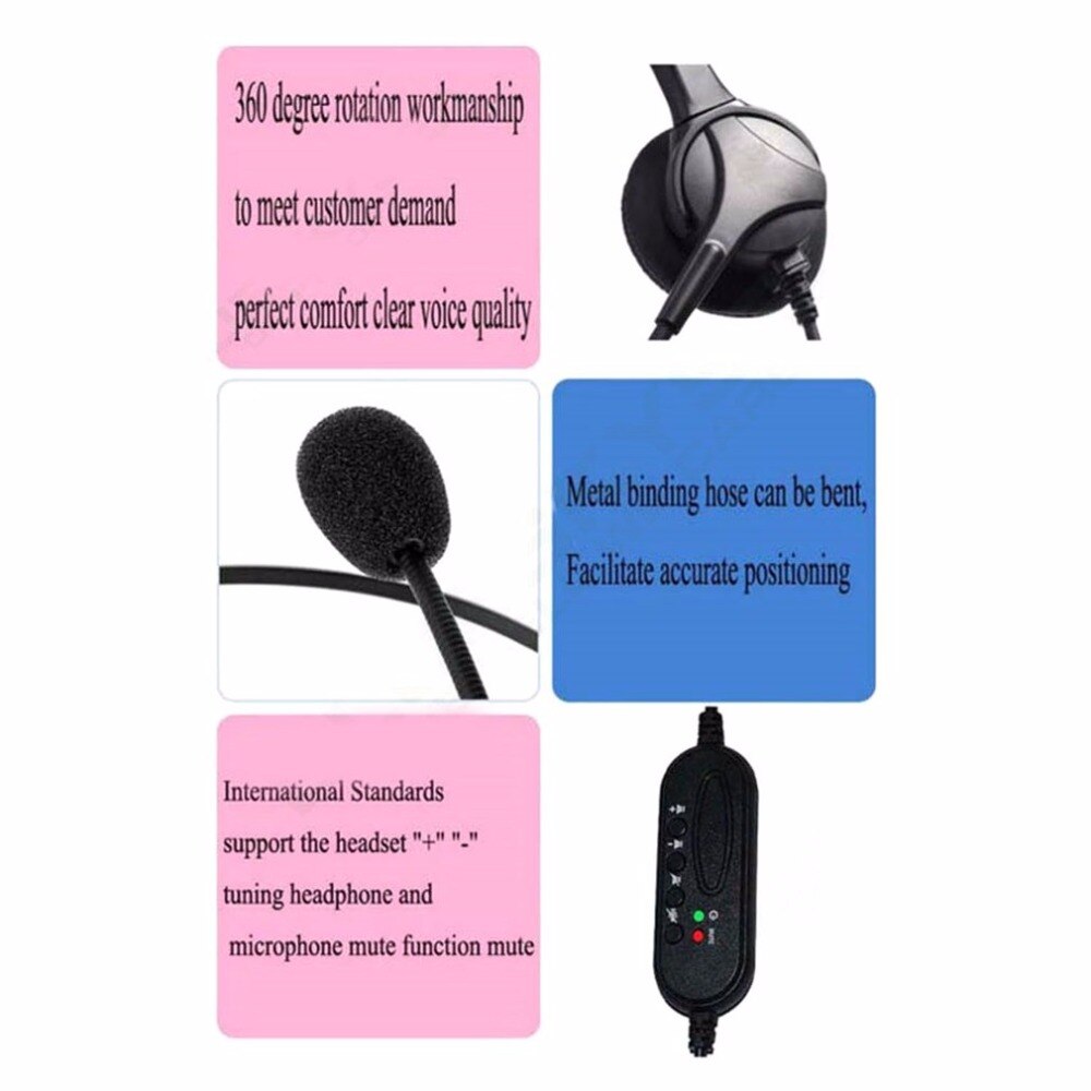 szKosTon USB Headset Noise Canceling Adjustable Operator Dedicated Headphones with Microphone for PC Laptop