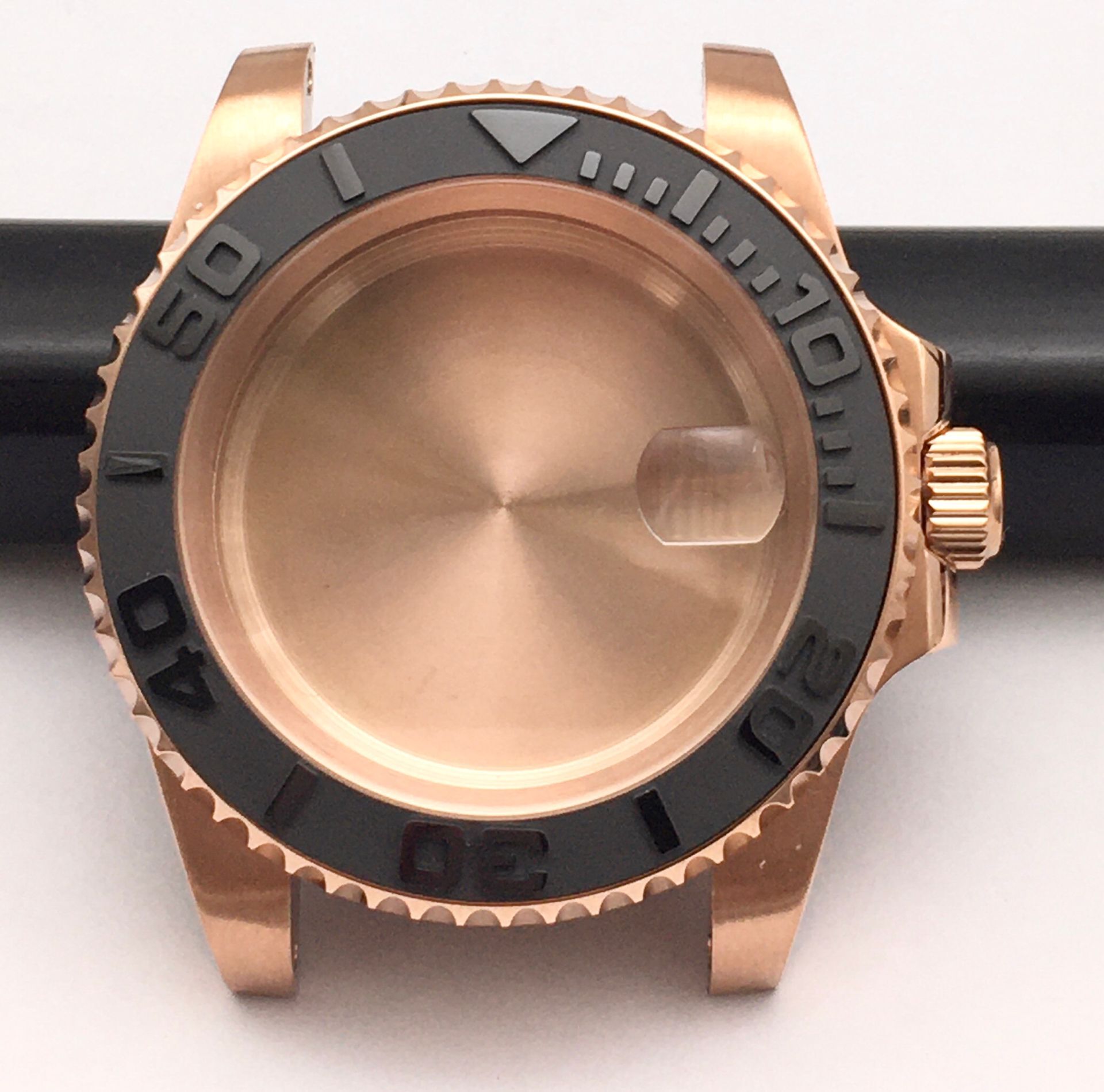 40mm Stainless Steel Rose Gold Watch Case Watch Accessories Men's Mechanical Assembled Case with Bezel for NH35A/NH36 Movement: Black as shown