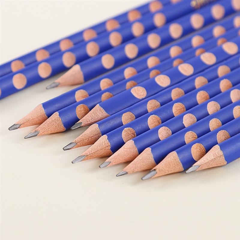 Lápiz corrector de postura con agujeros triangulares, 12 Uds., para escuela, oficina, papelería (azul)