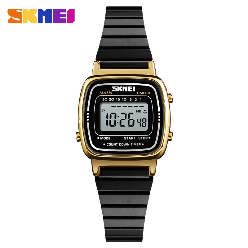 SKMEI Luxe Vrouwen Sport Horloge Waterdicht Elektronische LED Digitale Horloge Vrouwen Rose Goud Dames Horloges Montre Femme