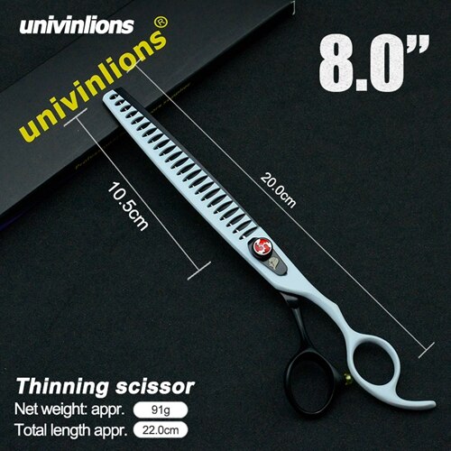 Univinlions-Tijeras para cortar el pelo de perros y gatos, tijeras para cortar el pelo, 8&quot;: Blanco