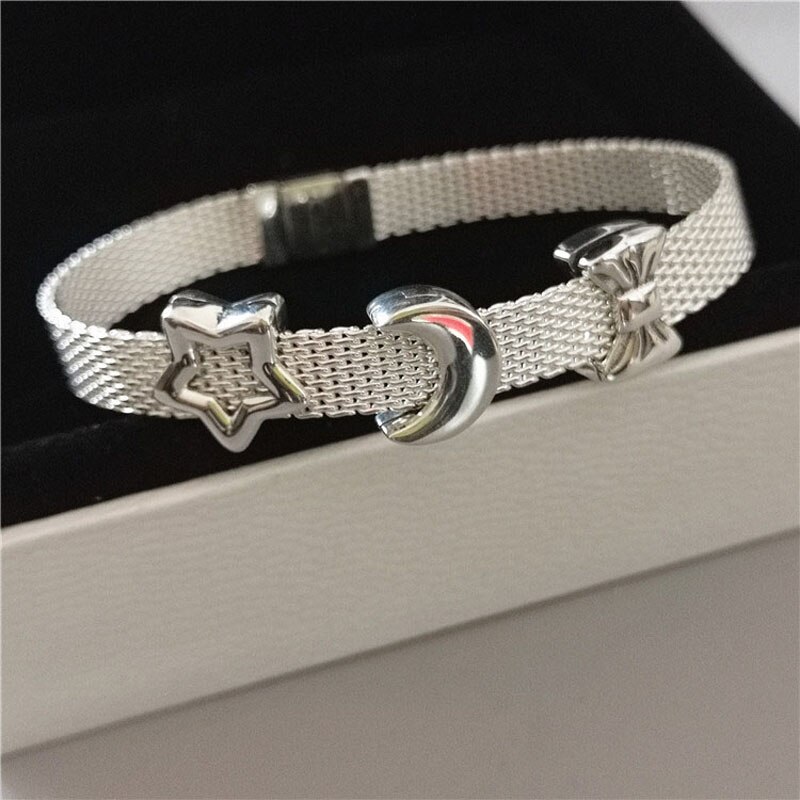 Il trasporto libero 925 Sterling silver Timeless Sparkle Galleggiante Braccialetto Del Cuore Per Le Donne Gioielli FAI DA TE: 2 / 20cm