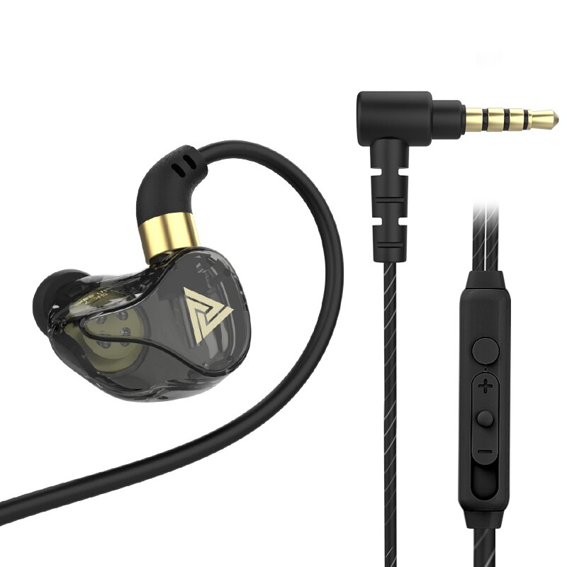 QKZ-Auriculares deportivos SK7 con controlador Dual, dispositivo de audio HD con conector de 3,5mm, micrófono, música, 3,5mm: Black With Mic