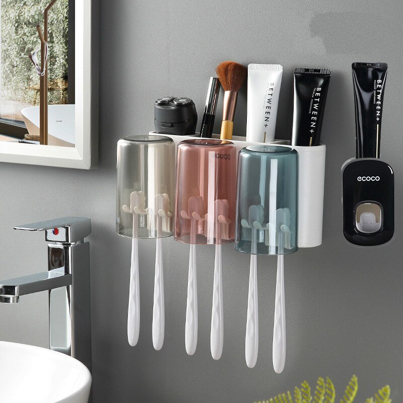 Porte-brosse à dents, support mural de toilette, gobelet de bain de bouche non perforé, ensemble de cylindres dentaires, style: 4