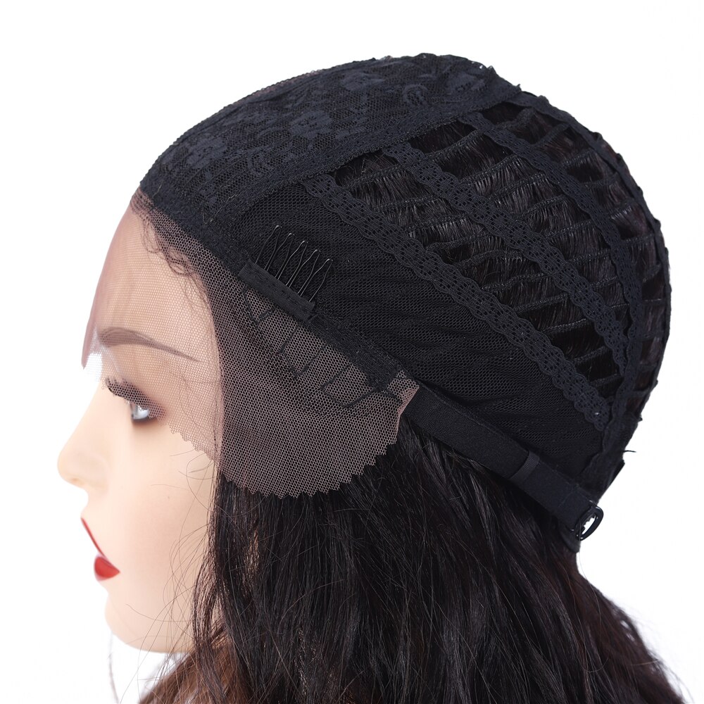 SOKU Ombre Wine Red Color Lace Front Wig 23 Inch Long Wavy Hair Synthetic Wigs With Natural Hairline For Women Trendy Hairstyle