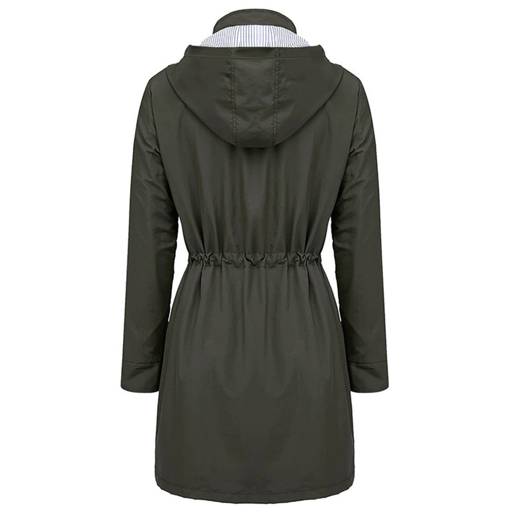 Kvinder dame trenchcoat vandtæt ensfarvet moda feminina hætte efterårs trenchcoat langærmet manteau femme outwear тренч