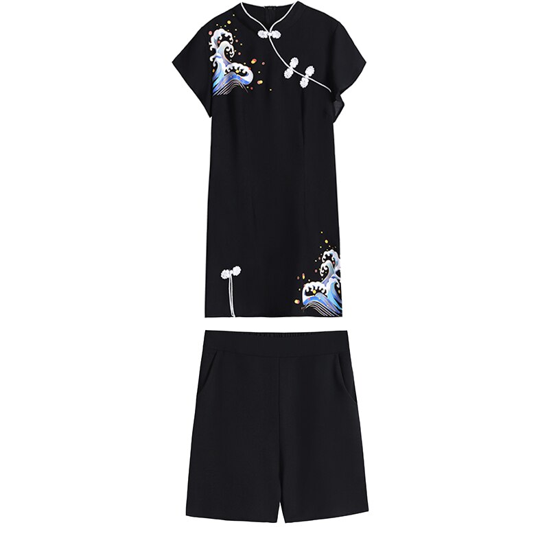 Déguisement Femme Cheongsam Court Gris Costume Nouveau Style Chinois
