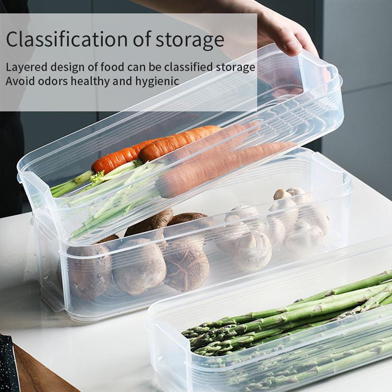 Kitchen Refrigerator Storage Box Rack Fridge Airtight Storage Container Food Plastic Box Shelf Holder Drawer Home Organizer