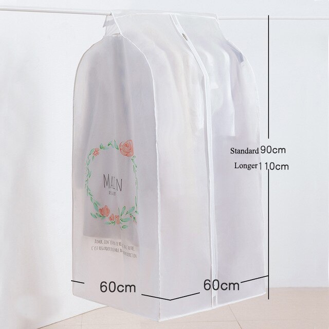 Clothes Dust Cover Closet Coat Jacket Suit Dustproof Garment Storage Bags Protection Wardrobe Hanging Organizer Case Dust Bags: wreath / 60x60x90cm