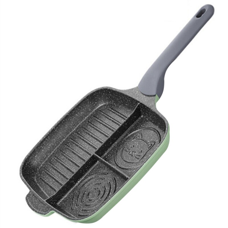 Patelnia 3 sekcja posiłek patelnia stek patelnia dzielona Nonstick śniadanie smażenie misa na grilla blacha robić pieczenia patelnia śniadaniowa: Default Title