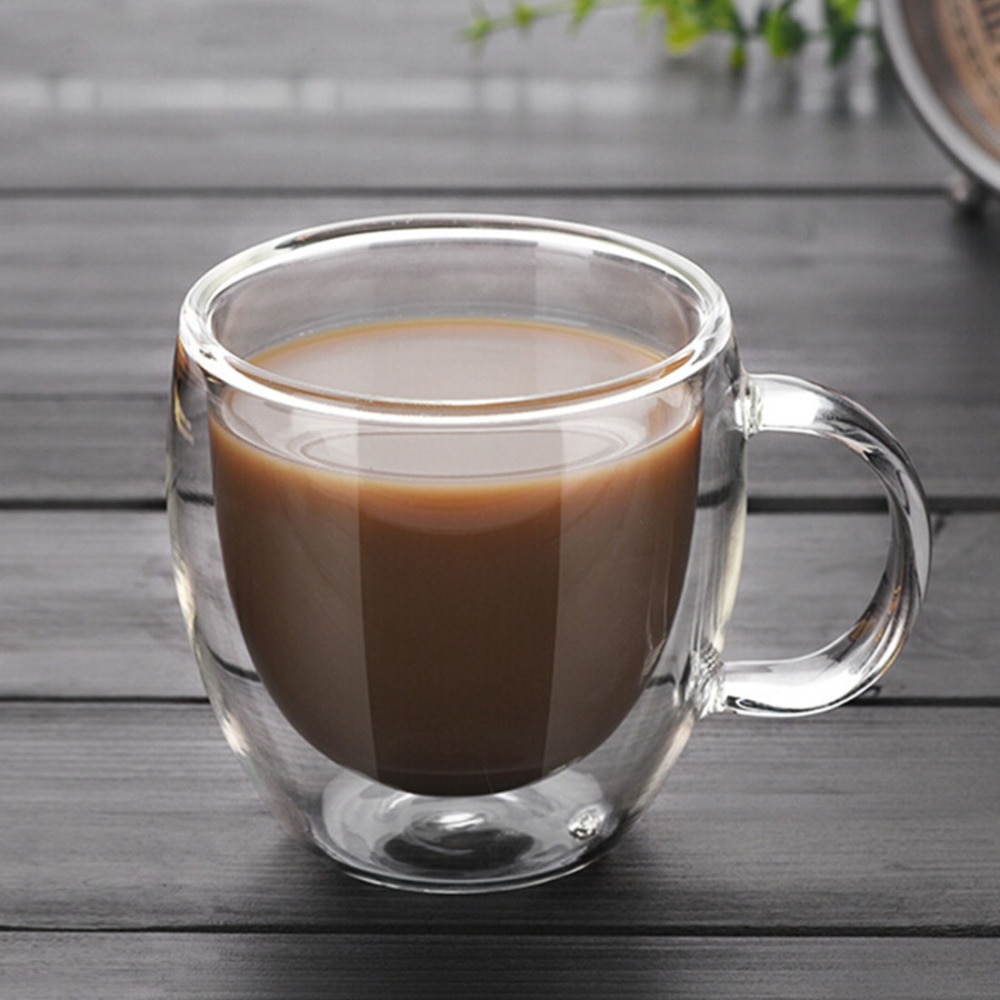 Taza de cristal de doble capa para café, vaso de vidrio de borosilicato alto, Espresso, taza de leche , cristalería