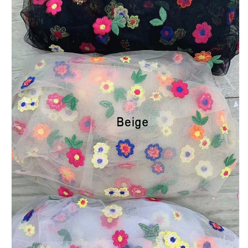 Hermoso tul transparente suave algodón colores bordado pequeña flor tela de encaje diy traje vestido red tela gasa tela