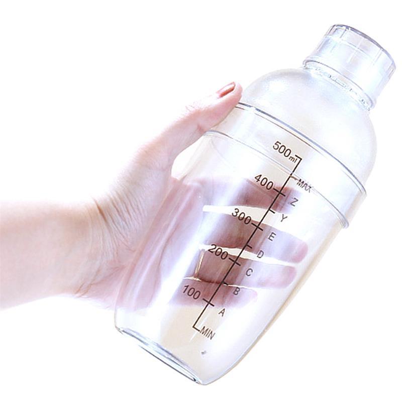 Coctelera de plástico transparente para cócteles, herramienta mezcladora de 350/500/700/1000ml a prueba de golpes para Martini, coctelera para bebidas: Black Scale 500ml