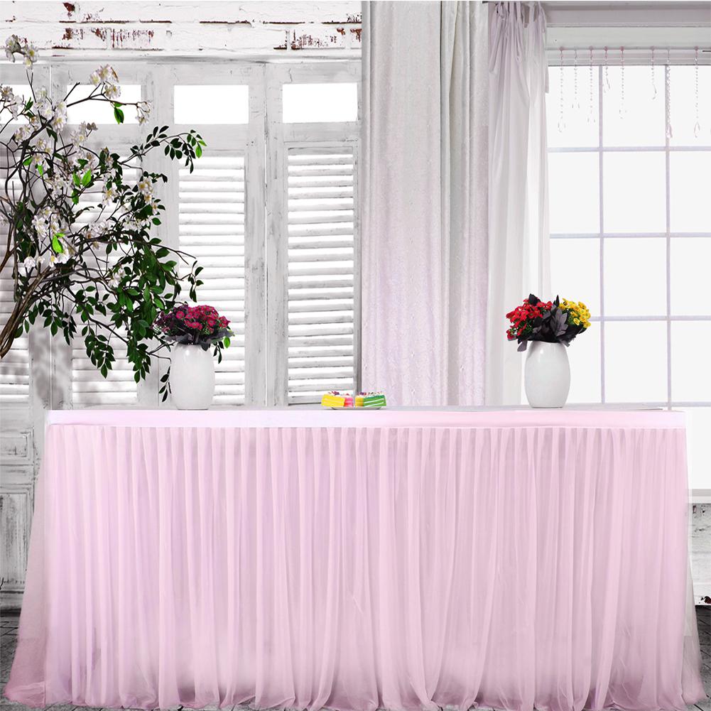 MeterMall High-end Stretch Yarn Mesh Fluffy Tutu Table Skirt for Party Wedding Birthday Party Home Decoration