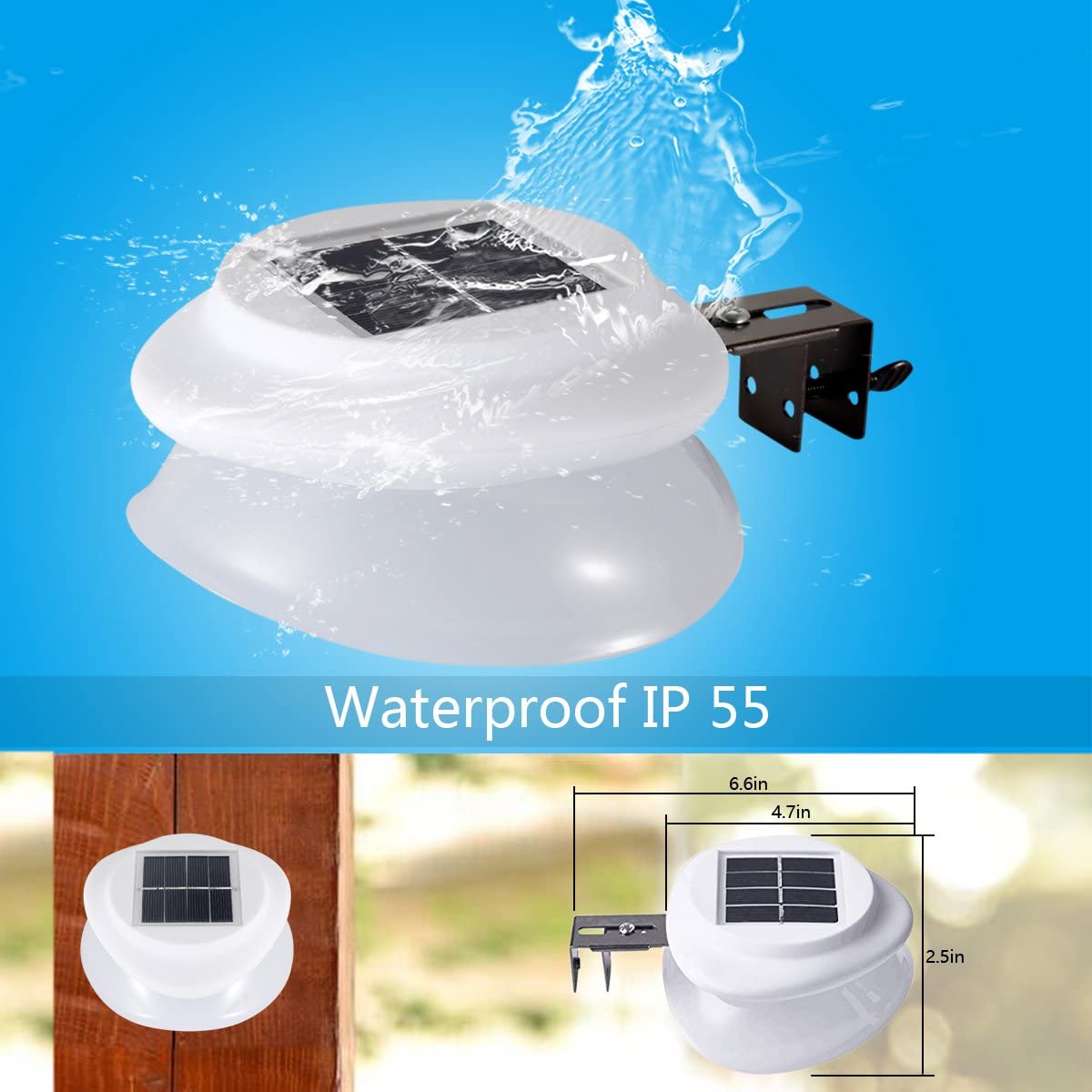 Solar Garden Gutter Lights Outdoor, 9 LED Deck Fence Lights Waterproof for Wall, Deck, Fence, Stair, Step and Yard Decor