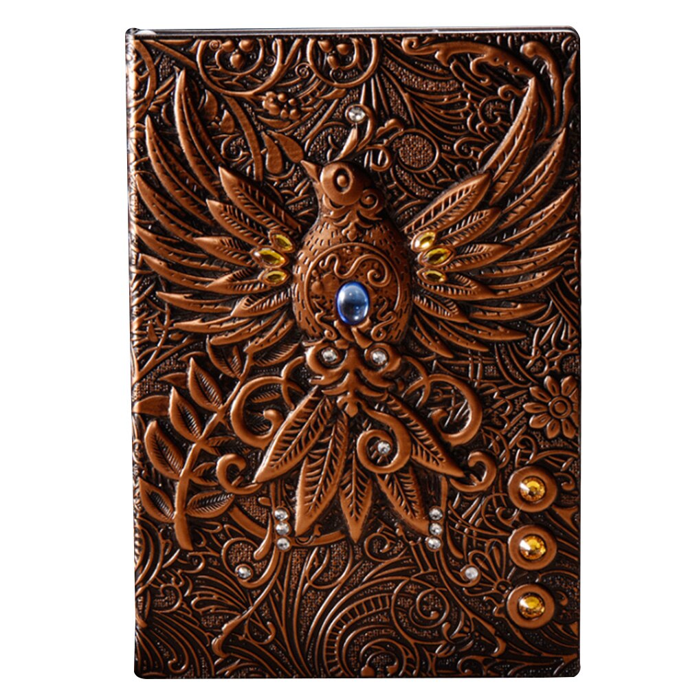 Journal PU Cover School Retro Notebook Handcraft Travel Hardcover Writing Pads Embossed Diary Phoenix Home: Red Bronze