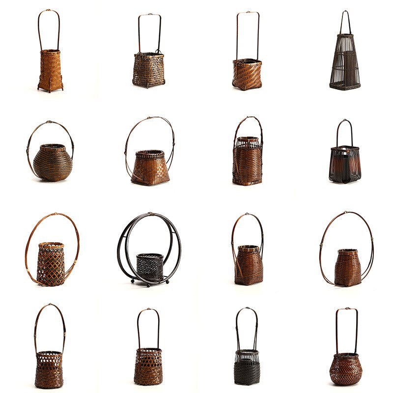 BAODETEA fiore di bambù cerimonia del tè decorazione cinese Zen sala da tè studio Hotel bambù tessitura composizione floreale cesto di fiori