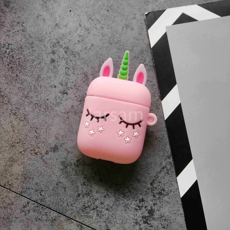 2020 per Airpods 2 Custodia In Silicone Del Punto Del Fumetto di Caso Della Copertura Per Apple Airpods Sveglio del Trasduttore Auricolare 3D caso Cuffia Per Earpods christm: pinkhorse