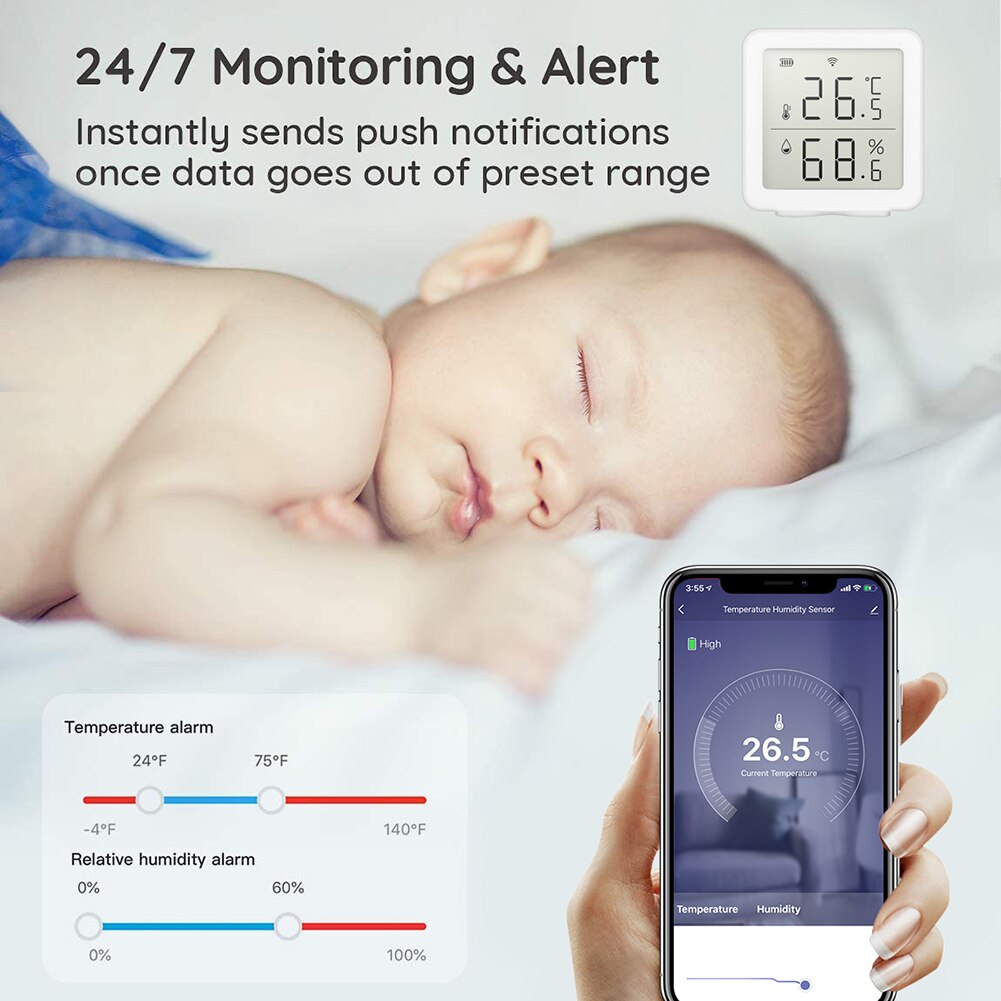 Tuya Smart life WIFI Temperature And Humidity Sensor Work With Alexa Google Home Smart Intelligent Thermometer Humidity Meter