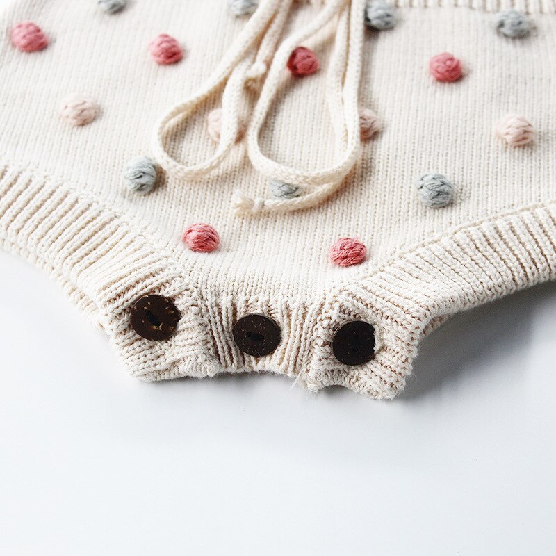 WLG baby jongens meisjes rompertjes kinderen herfst lente regenboog ballen gebreide beige roze donkerblauw romper baby casual kleding 6 -18 maanden