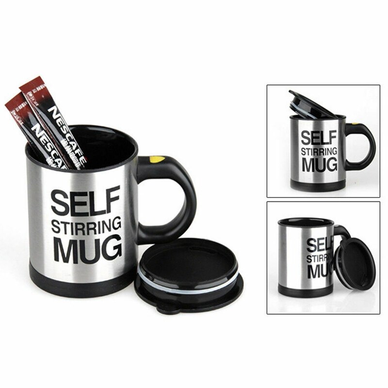 Caneca automática isolada dupla 400ml, agitadora de leite de café, caneca térmica de aço inoxidável, xícara inteligente com isol