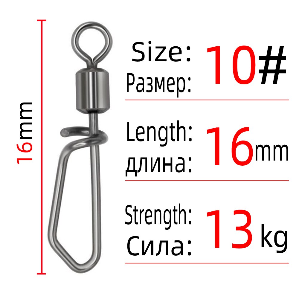 Dndyuju 20 stk fiskeswivels&amp;snapp-kobling tønnesvivler rullende t-form snapp fiskeutstyr fiskeswivel pesc tilbehør: 20 stk størrelse 10