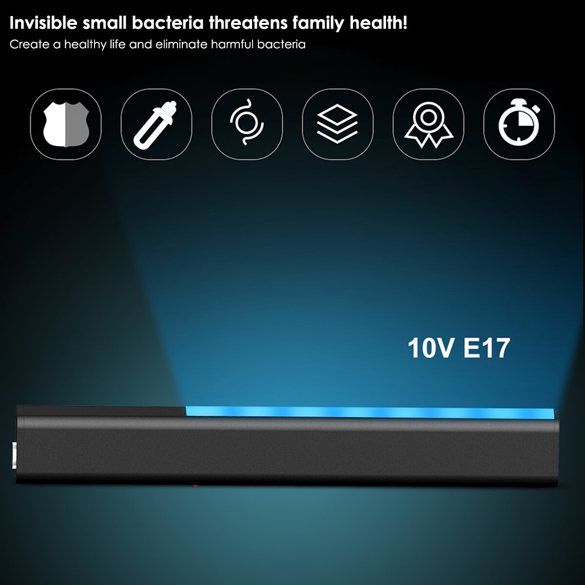 Portable Rechargeable UV Light Sterilization Stick Handheld Ultraviolet Disinfection Rod Home Travel Sterilizer Wand Sanitizer