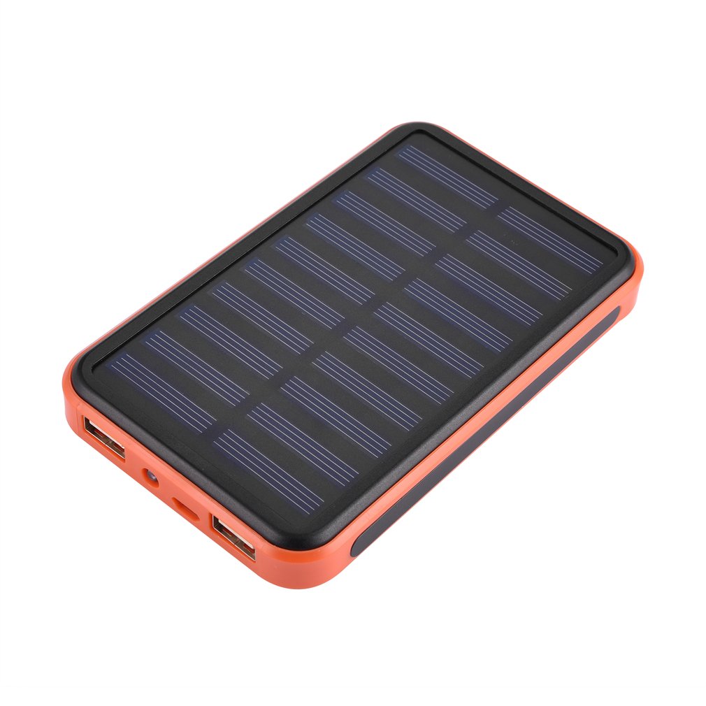 Super Thin Large Capacity Waterproof Portable Solar Power Bank Dual USB Solar Charger For Mobile Phones Compact Lightweight