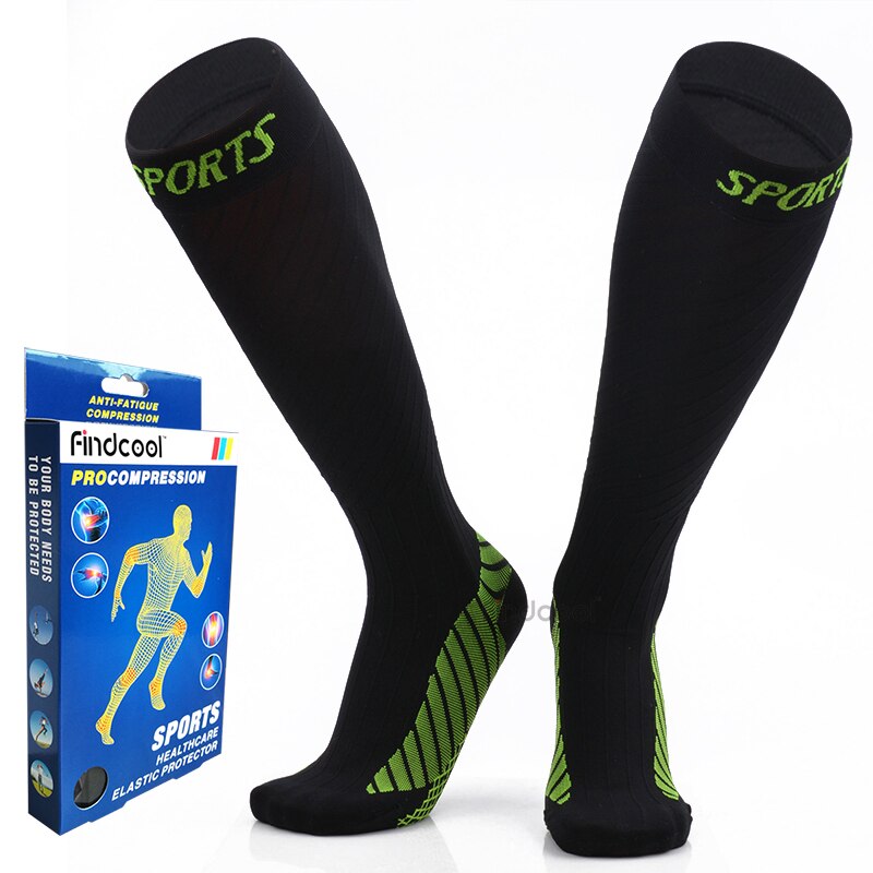 Findcool Running Marathon Socks Compression Stockings Men Women Outdoor Cycling Sports Socks: Black / S-M (EUR 35-38)